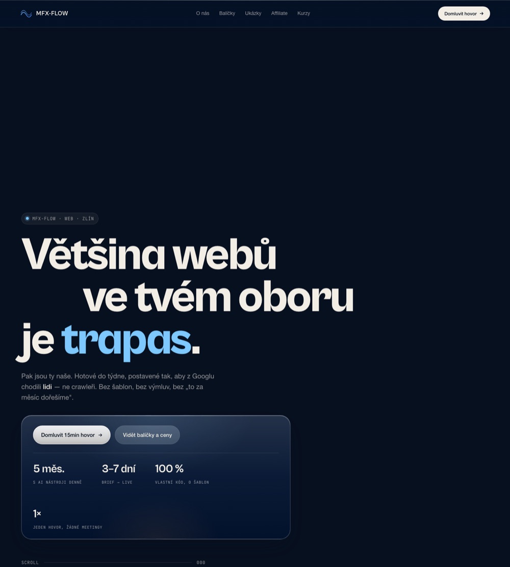Náhled webu MFX-FLOW — webová agentura