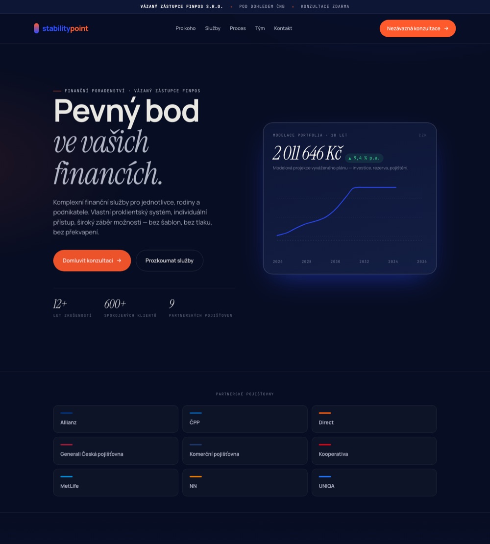 Náhled webu Stability Point — finanční poradenství